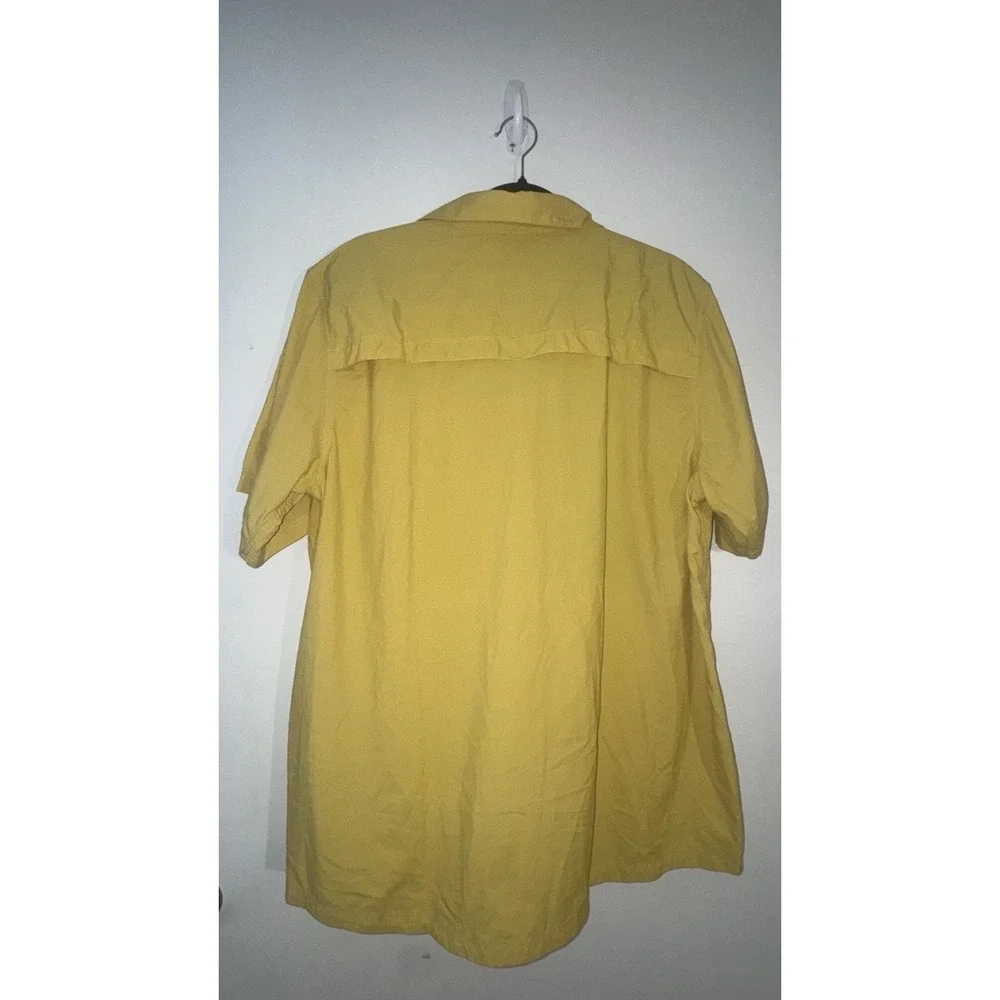 ⛰️The North Face Men's Short Sleeve Plaid Button Up Yellow Size LARGE Hiking